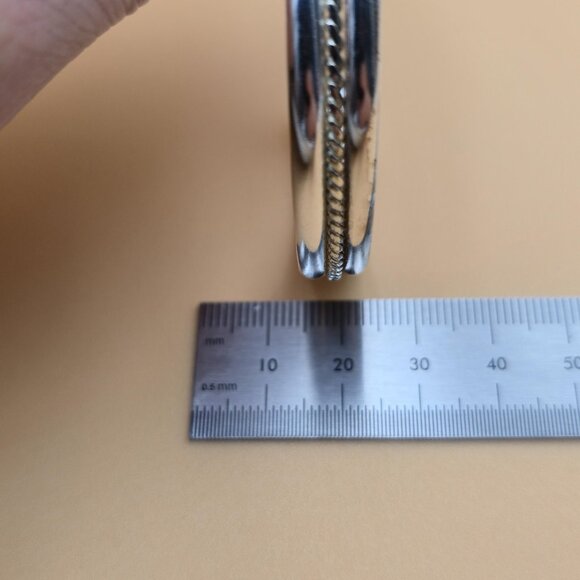 6 Inch Sterling Silver Center Braided Pattern Cuff Bracelet B574 - Picture 5 of 6